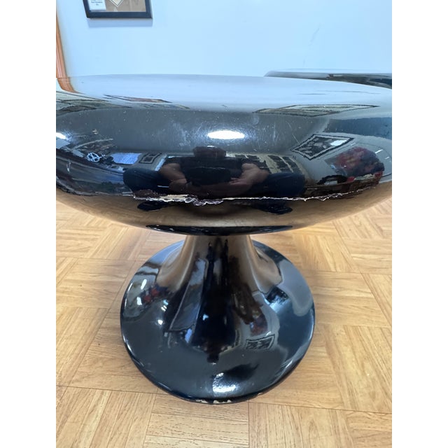 Pair Space Age Black Fiberglass Mushroom Pedestal Stools, 1960s–70s For Sale - Image 4 of 11
