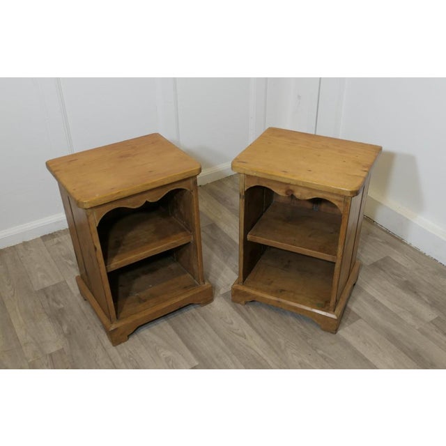 Wood Pine Bedside Tables with Open Shelves, 1960s, Set of 2 For Sale - Image 7 of 8