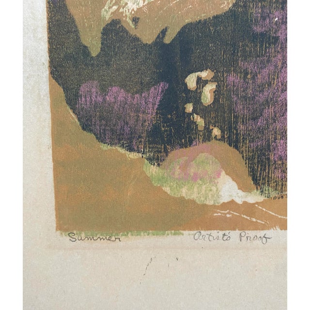 1940s Bruce Currie Summer Woodblock For Sale - Image 4 of 5