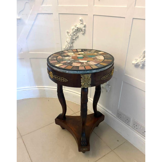 Antique Victorian Specimen Marble Top Centre Table Mahogany Swan Support Side Table, 1860 For Sale - Image 6 of 18