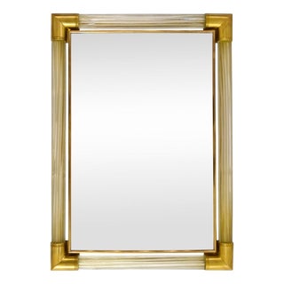 Handcrafted Rectangular Mirror in Murano Glass and Brass by Bottega Veneziana For Sale