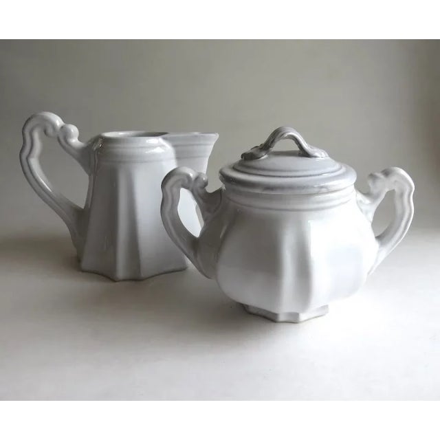 Ceramic Vietri Antico Bianco Cream and Sugar - A Pair For Sale - Image 7 of 9