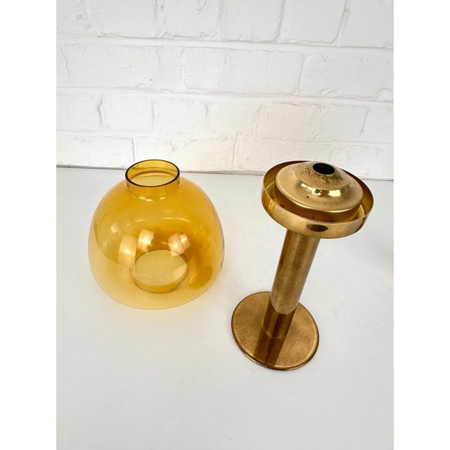1970s L102/32 Brass and Glass Photophores by Hans-Agne Jakobsson for Markaryd, Sweden, 1970s, Set of 2 For Sale - Image 5 of 14