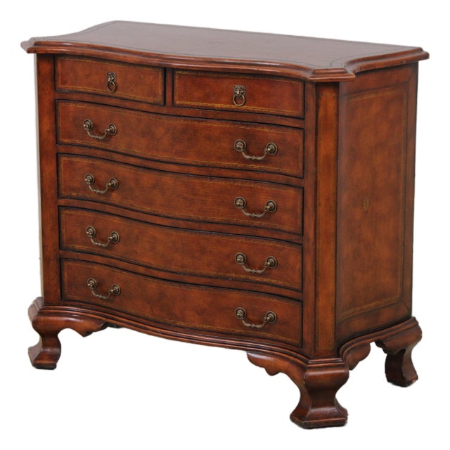 Maitland Smith Leather Wrapped Bachelors Chest For Sale