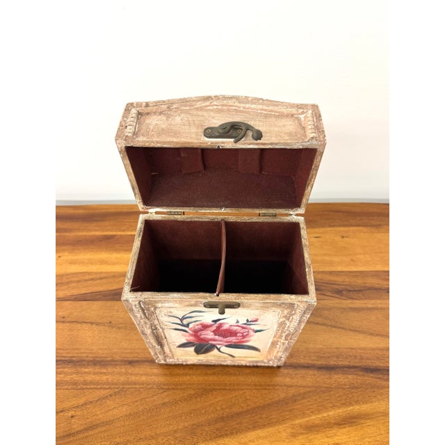Vintage Hand Painted Faux Bois Two-Bottle Wine Storage Chest For Sale In West Palm - Image 6 of 9