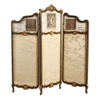 Baroque Screen in Gilt and Lacquered Wood For Sale