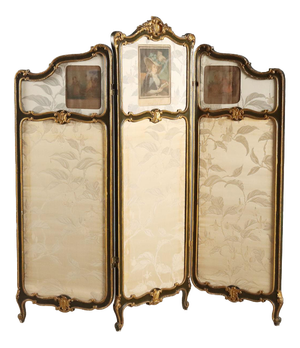 Baroque Screen in Gilt and Lacquered Wood