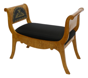 19th Century Karelian Birchwood Bench Boulle Mounts