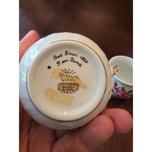 Antique White Vintage Mid Century Richard Ginori Italy Set 4 Cups For Sale - Image 8 of 12