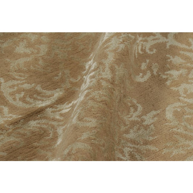 Beige Rug & Kilim’s European Style Rug in Golden-Brown With Arabesque Patterns in Green For Sale - Image 8 of 9