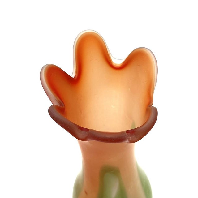 Large Vintage Orange-Green Murano Glass Vase, 1970s For Sale - Image 10 of 13