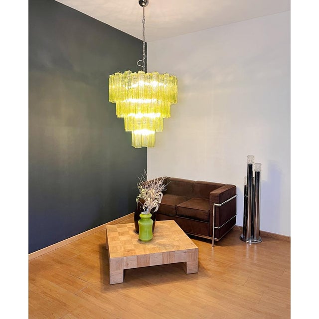 Large Vintage Green Murano Glass Tiered Chandelier, 1990s For Sale - Image 14 of 18