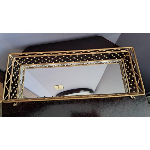 Mid-Century Modern Tall Beaded Weave Rectangular Vanity Mirror Tray For Sale In Minneapolis - Image 6 of 16