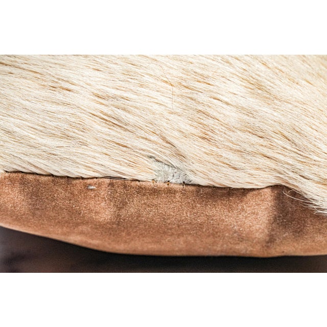 Pair Small Vintage White Brown Cowhide Accent Throw Pillow Western Home Decor For Sale - Image 10 of 12