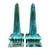 Vintage Blue Glazed Ceramic Obelisks For Sale