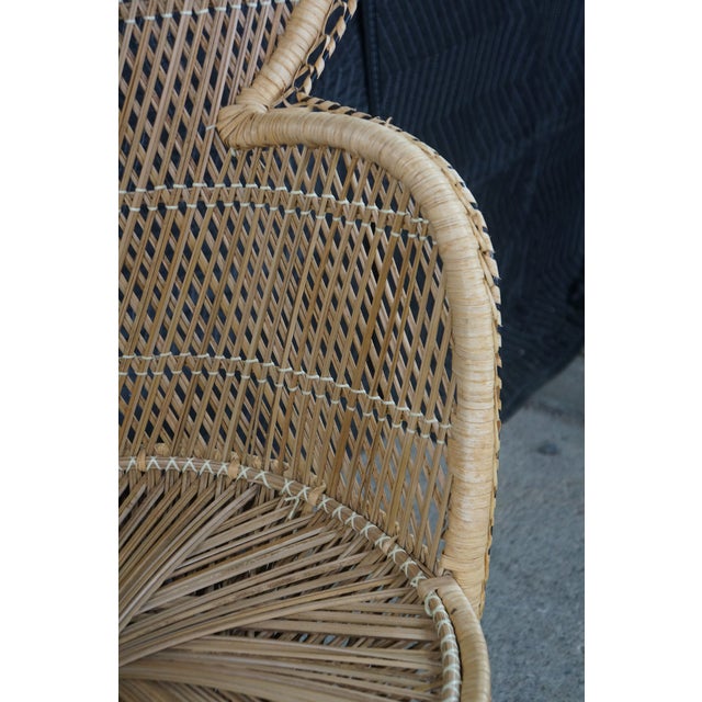 Mid-Century Modern Bamboo & Rattan Peacock Throne Accent Chair Boho Chic MCM For Sale - Image 16 of 18