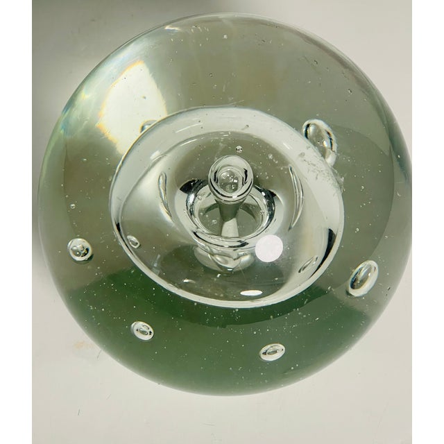 6” Large Controlled Bubbles paperweight in clear glass. Rare collectible