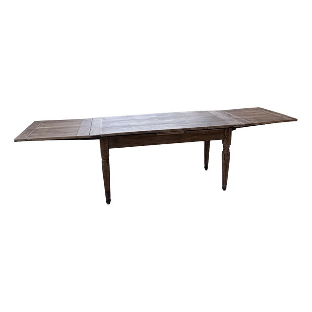 Vintage Farmhouse Table in Oak with Integrated Extensions, 1950s For Sale