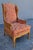1964 Barnes & Kimel Queen Anne Wingback Chair With Red Jacquard Fabric For Sale - Image 4 of 9