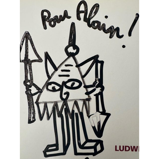Robert Combas Warrior, 2008 Dedicated drawing in black felt-tip pen on paper Unique piece Signed by hand at the bottom...