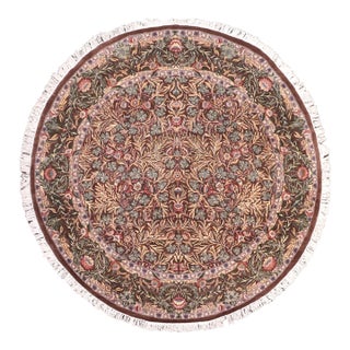 Floral 1990's Pak-Persian Brown/Gray Wool Round Rug - 8'0'' X 8'4'' For Sale