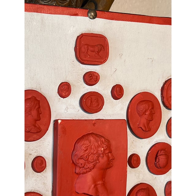 Grand Tour #1013 Grand Tour Revival Neoclassical Vintage Red Plaster Cast Waxed Intaglio Arrangement For Sale - Image 3 of 11