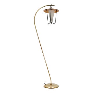 Mid-Century German Arc Floor Lamp in Brass, 1960s For Sale