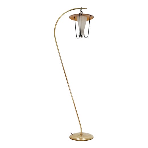 Mid-Century German Arc Floor Lamp in Brass, 1960s For Sale