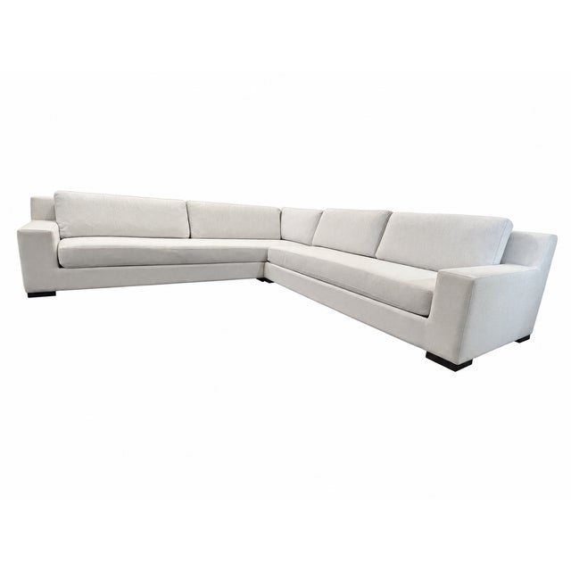 Rh Modena Track Arm Left-Arm Bench-Cushion L-Sectional – Perennials Performance Textured Linen Weave in Mist For Sale - Image 16 of 18