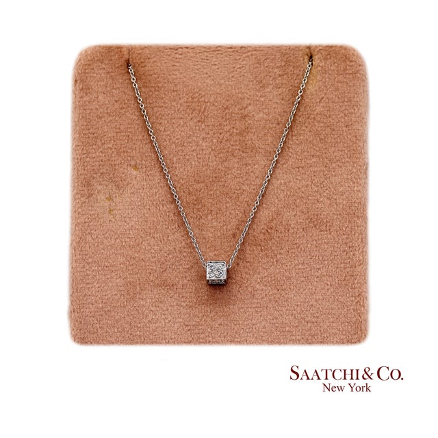 Natural Diamond Square Box Pendant Necklace Metal Type: 18k White Gold Total Item Weight: 2.3 Grams Total Necklace Length:...