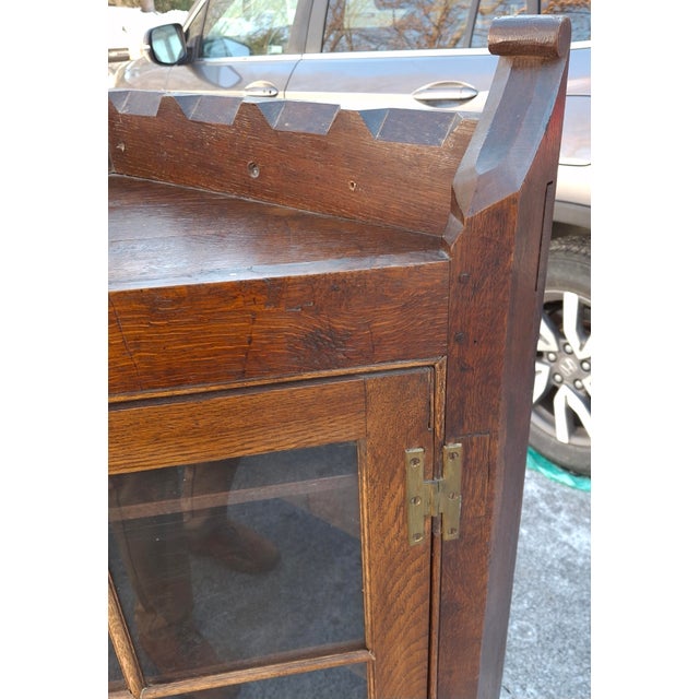 Brown 19th Century Victorian Oak Corner Cabinet Cupboard For Sale - Image 8 of 13