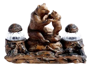 19th Century Hand Carved Black Forest Bears Inkstand