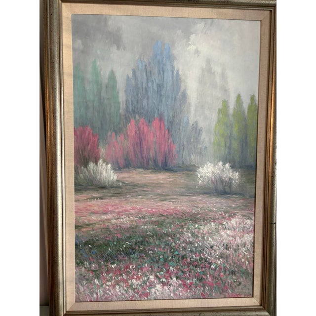Silver Late 20th Century Landscape DI Rosario Oil Painting For Sale - Image 8 of 8
