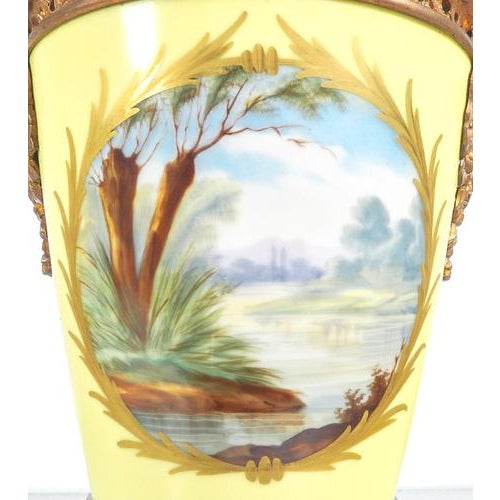 Hand-Painted Vases with Bronzes from Sèvres, 1800s, Set of 2 For Sale - Image 9 of 18