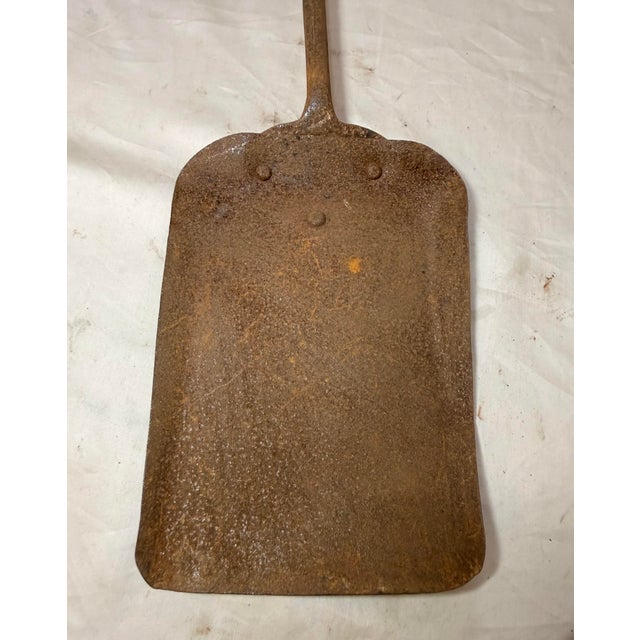 Antique 18th Century Wrought Iron Turned Brass English Fireplace Shovel Tool 18 For Sale - Image 4 of 11