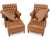 Pair of Chesterfield Style Leather Chairs W/ Ottomans Brown to Tan For Sale - Image 10 of 15