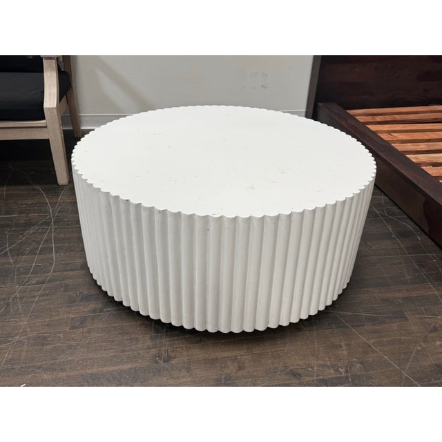 Sculpture Materials Williams Sonoma Tropea Fluted Round Coffee Table For Sale - Image 7 of 12