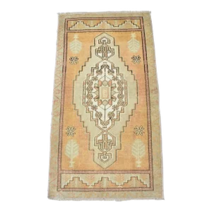 1960s Vintage Orange Knot Small Rug