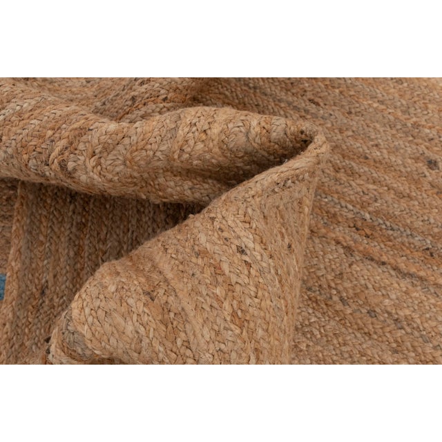 French Blue Scallop Edge Jute Rug 5x8 For Sale - Image 11 of 13