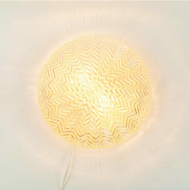 Mid-Century Modern Art Deco Geometric Amber Glass Ceiling Light from Limburg, Germany, 1970s For Sale - Image 6 of 9