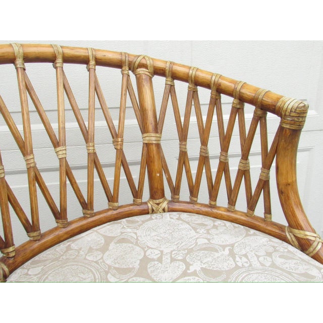 Tan Pair of Vintage McGuire Rattan Barrel-Back Armchairs For Sale - Image 8 of 17