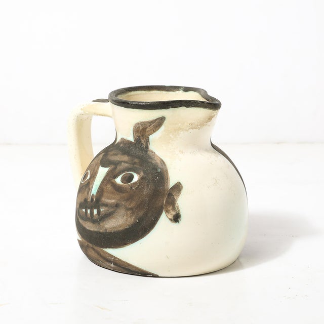 Ceramic Madoura Pottery Glazed Earthenware Têtes Pitcher Signed Pablo Picasso For Sale - Image 7 of 13