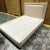Custom Linen Upholstered Platform Full Bed With Nailhead Trim For Sale - Image 4 of 7