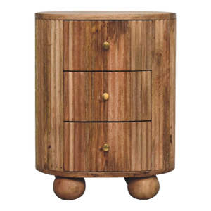 Oak-Tone Mango Wood Bedside Table With Ball Feet