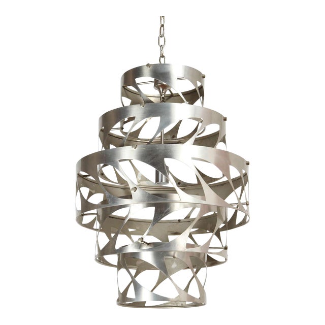 1980s Brushed Aluminum Mid-Century Fixture For Sale