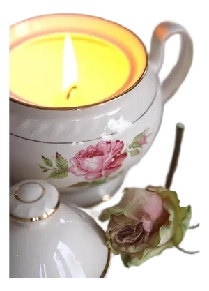 Vintage-Inspired Floral Teapot Candle, Hand-Poured Reusable Ceramic Décor Piece