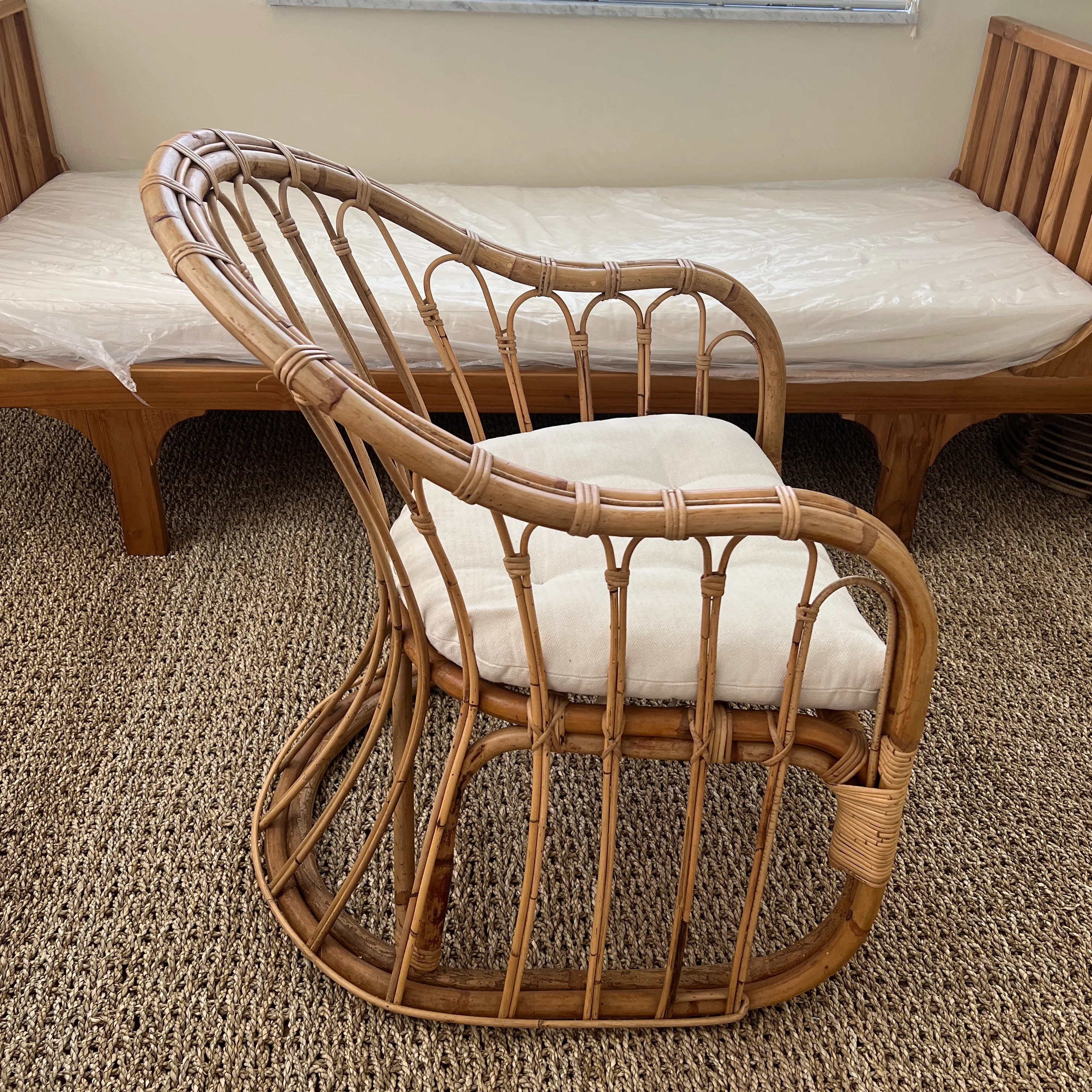 Boho Chic Curve Rattan Chair  Chairish