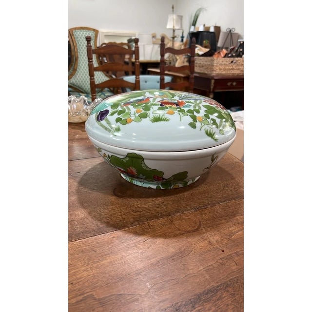 Chinese Vintage Chinese Famille Verte Porcelain Lidded Bowl For Sale - Image 3 of 5