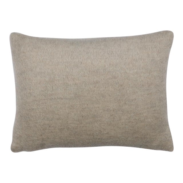 Schumacher Dixon Mohair 16" Lumbar Pillow In Stone For Sale