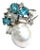 Bochic “Orient” Appetite, Topaz & Pearl Cocktail Ring Set In 18K Gold & Silver For Sale